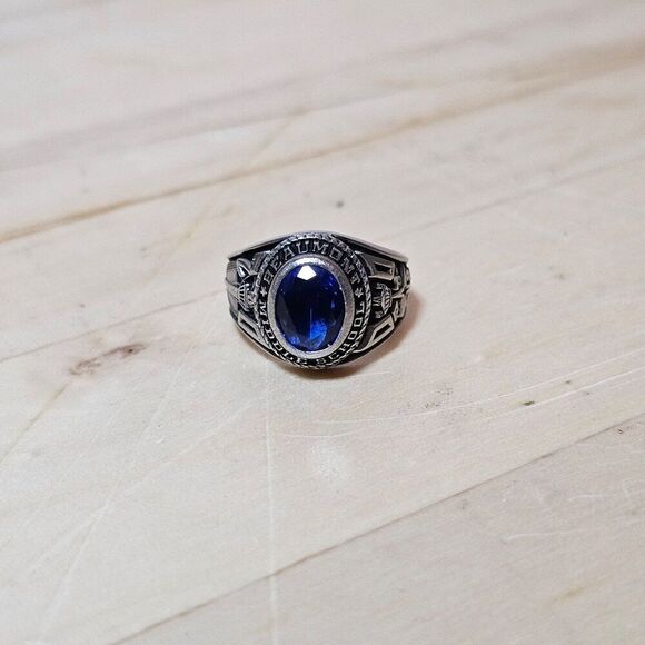 Vintage Y2K beaumont middle school 2000 class ring blue stone Size 8 silver Tone - Picture 1 of 7